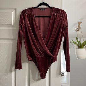 Express Velvet Plunge Surplice Bodysuit